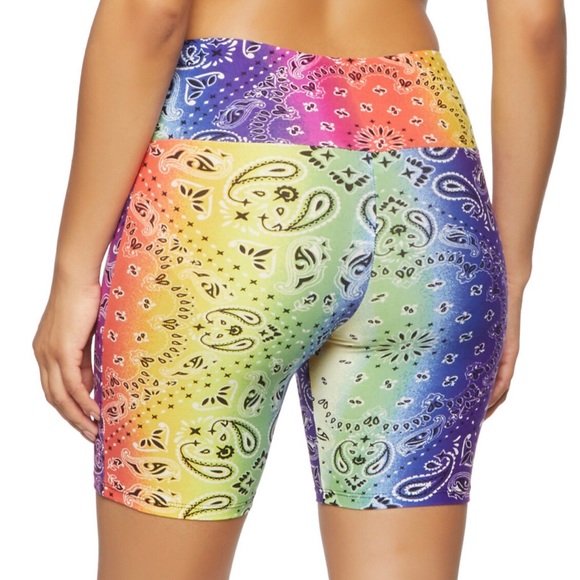 New Multi - Colored Tie Dye Paisley Printed Biker - Picture 2 of 3